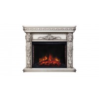 Каминокомплект ANDREA/АЛЬФА Мрамор серый с очагом Электроочаг FOBOS LUX RC/ФОБОС С ПУЛЬТОМ