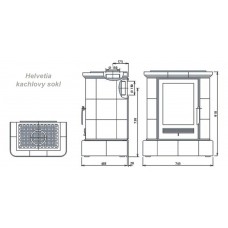 Печь камин керамическая ABX Helvetia KP, с кафельным цоколем