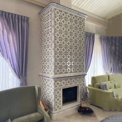 Современный изразцовый камин Элеганс с росписью от производителя Ceramica