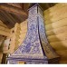 Открытая топка в облицовке расписными изразцами под гжель от производителя Ceramica