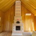 Высокий (6,3м) изразцовый камин с панно и росписью от производителя Ceramica