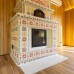 Высокий (6,3м) изразцовый камин с панно и росписью от производителя Ceramica