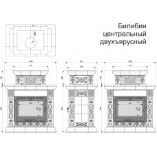 Изразцовый камин Билибин центральный двухъярусный Художественный