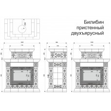 Изразцовый камин Билибин пристенный двухъярусный Художественный