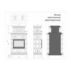 Изразцовый камин Истра пристенный двухъярусный однотонный B