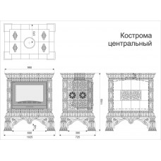 Изразцовый камин Кострома центральный однотонный А