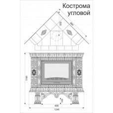 Изразцовый камин Кострома угловой однотонный А