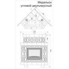 Изразцовый камин Медальон угловой двухъярусный однотонный А