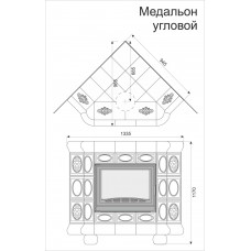 Изразцовый камин Медальон угловой однотонный А