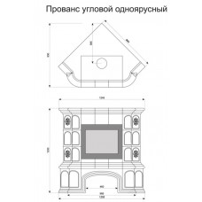 Изразцовый камин Прованс угловой однотонный А с дровником