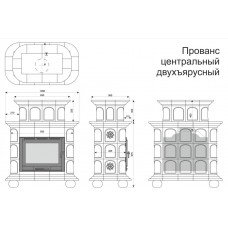 Изразцовый камин Прованс центральный двухъярусный однотонный А