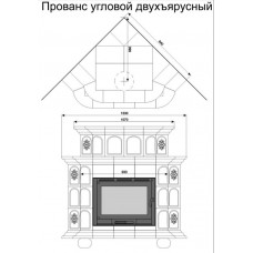 Изразцовый камин Прованс угловой двухъярусный однотонный А