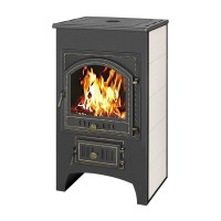Печь-камин ВЕЗУВИЙ ПК-01 (205) с плитой, амфиболит 12 кВт (200 м3) Ø 150 мм