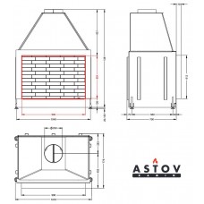 Открытая Каминная топка АСТОВ ОПС 900 У