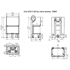 Каминная топка ДЕЛЬТА 800 Р три стекла принтинг подовое горение