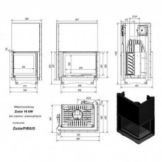 Каминная топка Kratki Zuzia/P/BS/G (угловое стекло справа,гильотина)
