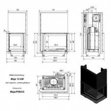 Каминная топка Kratki Maja/P/BS/G (угловое стекло справа,гильотина)