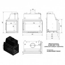 Каминная топка Kratki Oliwia/PW/BP/17/BS/W (угловое стекло справа, змеевик)