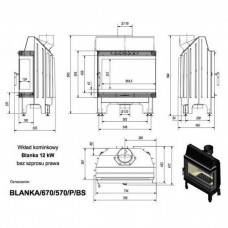 Каминная топка Kratki Blanka/670/570/P/BS (угловое стекло справа)