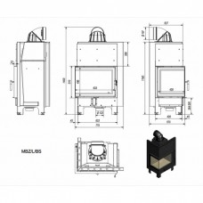 Каминная топка Kratki MBZ/L/BS (угловое стекло слева)