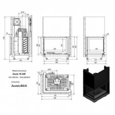 Каминная топка Kratki Zuzia/L/BS/G (угловое стекло слева, гильотина)
