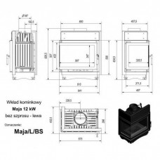 Каминная топка Kratki Maja/L/BS (угловое стекло слева)