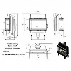 Каминная топка Kratki Blanka 670/570/LP/BS (угловое стекло слева-справа)
