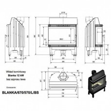 Каминная топка Kratki Blanka 670/570/L/BS (угловое стекло слева)