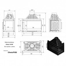 Каминная топка Kratki Oliwia/P/BS (угловое стекло справа)