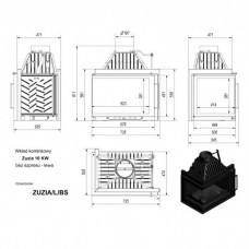 Каминная топка Kratki Zuzia/L/BS (угловое стекло слева)